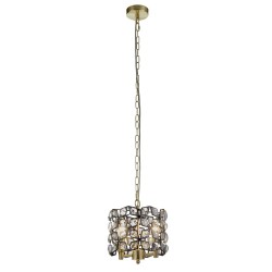 Iris - Brass & Black 2 Light Pendant with Crystal
