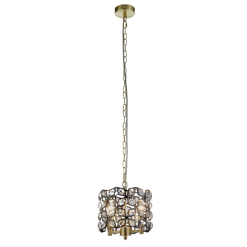 Searchlight-59811-2BSB - Iris - Brass & Black 2 Light Pendant with Crystal
