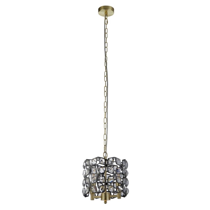 Searchlight-59811-2BSB - Iris - Brass & Black 2 Light Pendant with Crystal