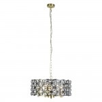 Iris - Brass & Black 5 Light Pendant with Crystal