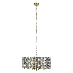 Iris - Brass & Black 5 Light Pendant with Crystal