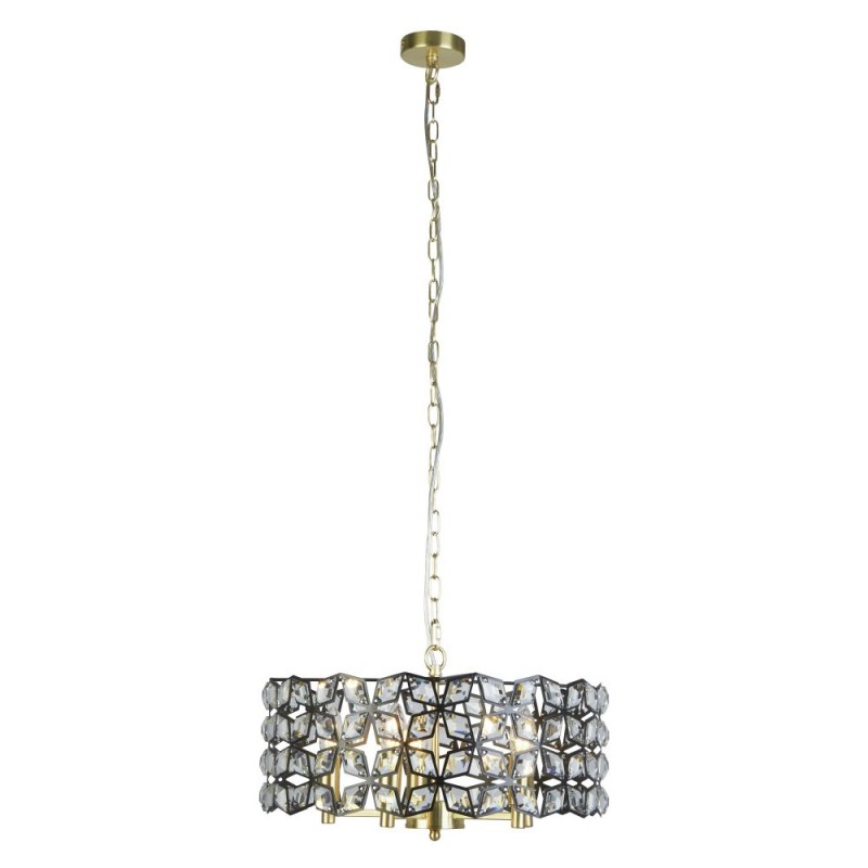 Searchlight-59811-5BSB - Iris - Brass & Black 5 Light Pendant with Crystal
