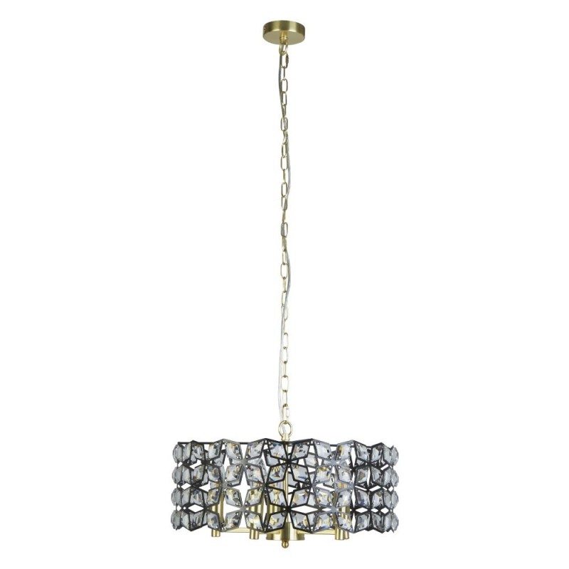 Searchlight-59811-5BSB - Iris - Brass & Black 5 Light Pendant with Crystal