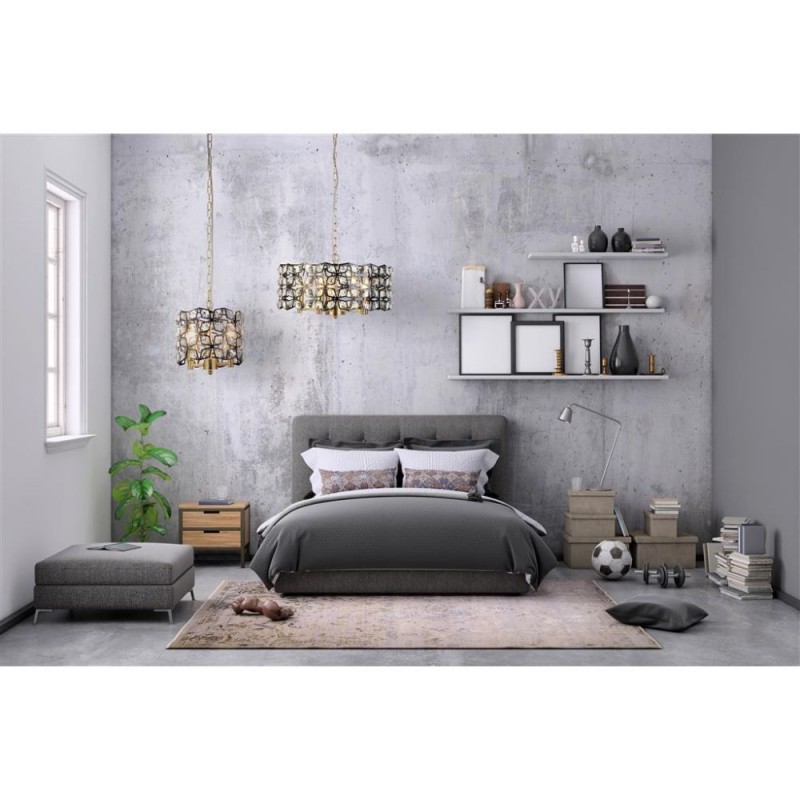 Searchlight-59811-5BSB - Iris - Brass & Black 5 Light Pendant with Crystal