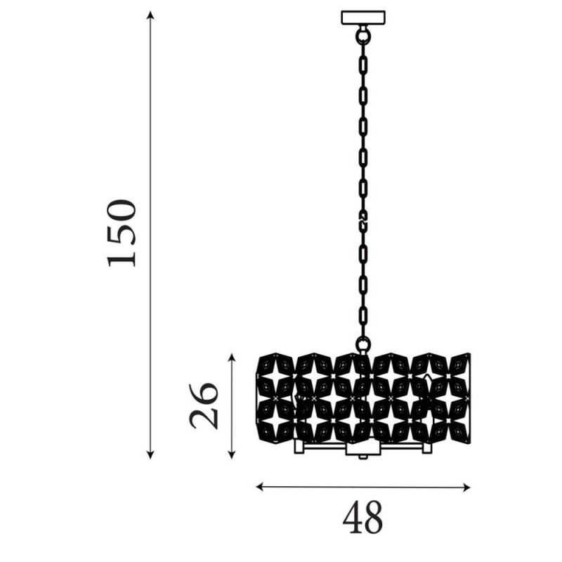 Searchlight-59811-5BSB - Iris - Brass & Black 5 Light Pendant with Crystal