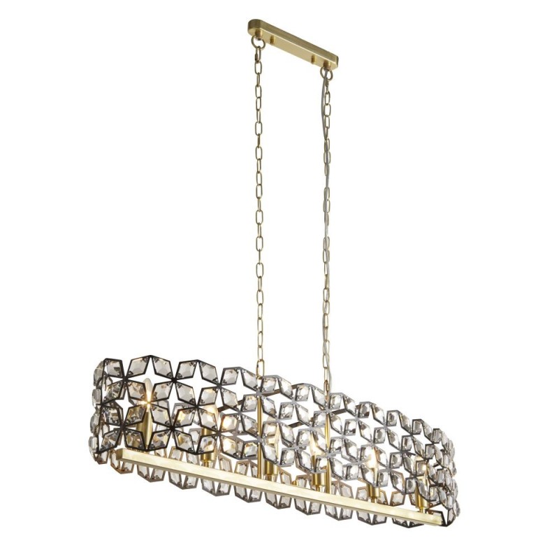 Searchlight-59811-6BSB - Iris - Brass & Black 6 Light over Island Fitting with Crystal