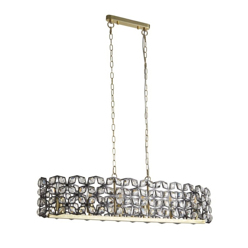 Searchlight-59811-6BSB - Iris - Brass & Black 6 Light over Island Fitting with Crystal