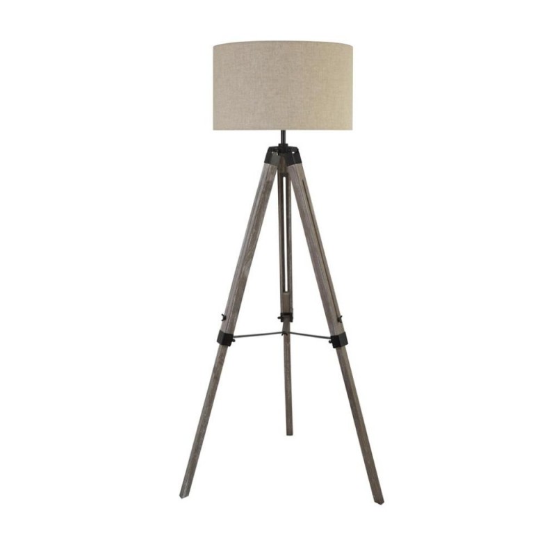 Searchlight-6006BR - Easel - Light Wood Tripod Floor Lamp with Cream Linen Shade
