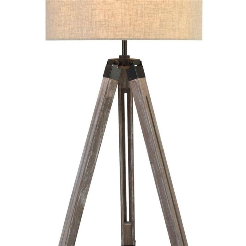 Searchlight-6006BR - Easel - Light Wood Tripod Floor Lamp with Cream Linen Shade