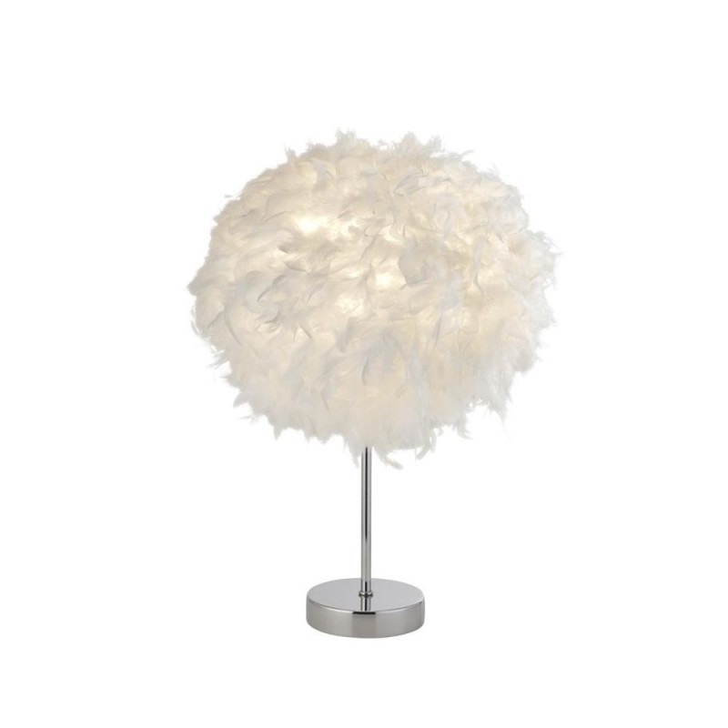 Searchlight-60392CC - Hattie - Chrome Table Lamp with White Feather Shade
