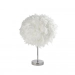 Hattie - Chrome Table Lamp with White Feather Shade