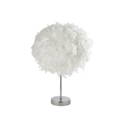 Hattie - Chrome Table Lamp with White Feather Shade