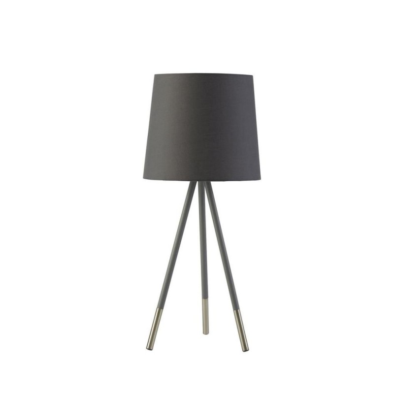 Searchlight-60421GY - Rio - Satin Silver & Grey Tripod Table Lamp with Grey Shade
