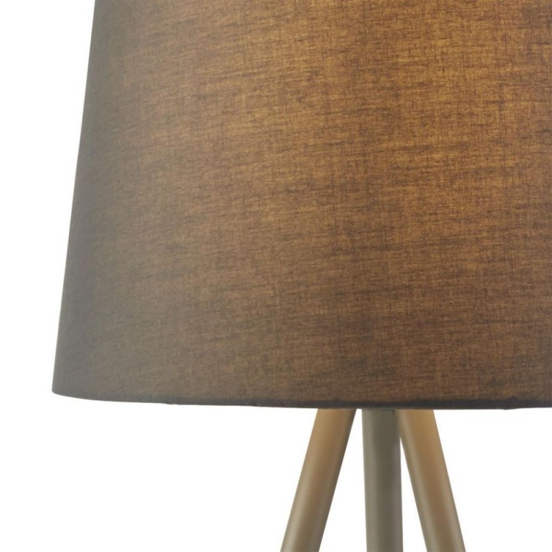 Searchlight-60421GY - Rio - Satin Silver & Grey Tripod Table Lamp with Grey Shade