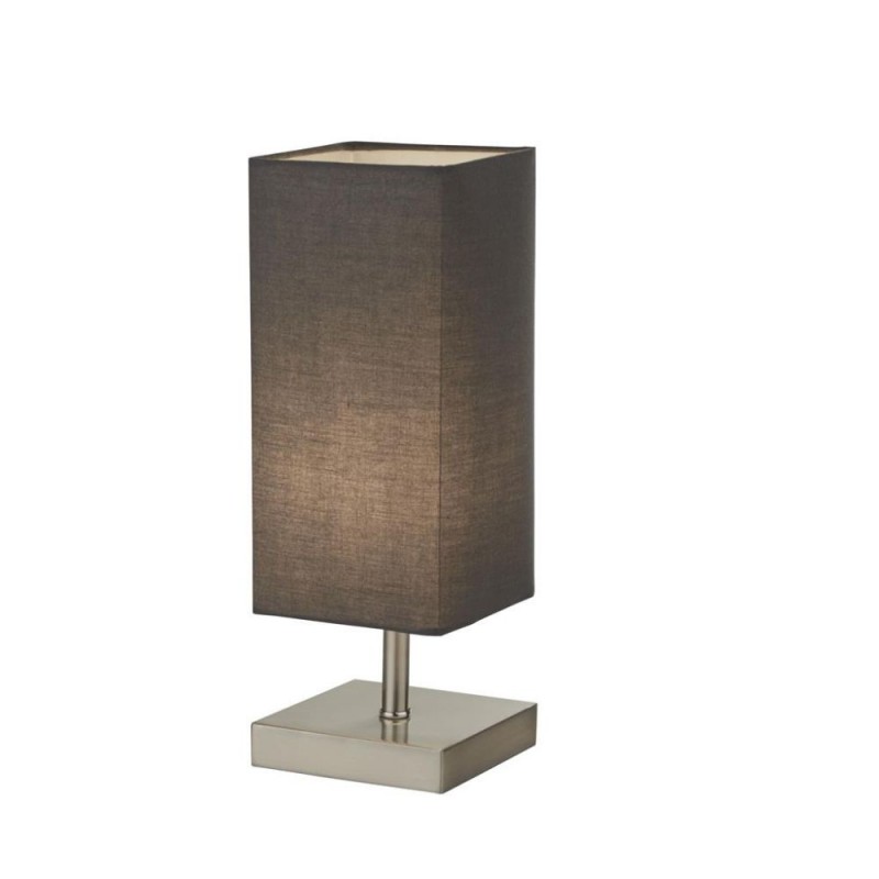 Searchlight-60424SS - Valley - Satin Silver Table Lamp with Dark Grey Shade