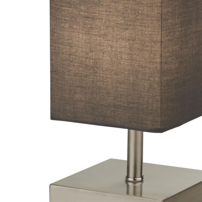 Searchlight-60424SS - Valley - Satin Silver Table Lamp with Dark Grey Shade