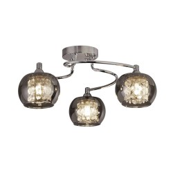 Lovell - Chrome 3 Light Semi Flush with Smoked Glass with Crystal