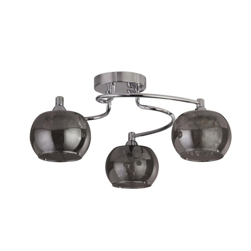 Searchlight-60445-3SM - Lovell - Chrome 3 Light Semi Flush with Smoked Glass with Crystal