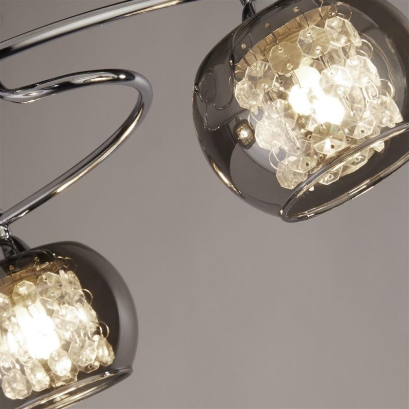 Searchlight-60445-3SM - Lovell - Chrome 3 Light Semi Flush with Smoked Glass with Crystal