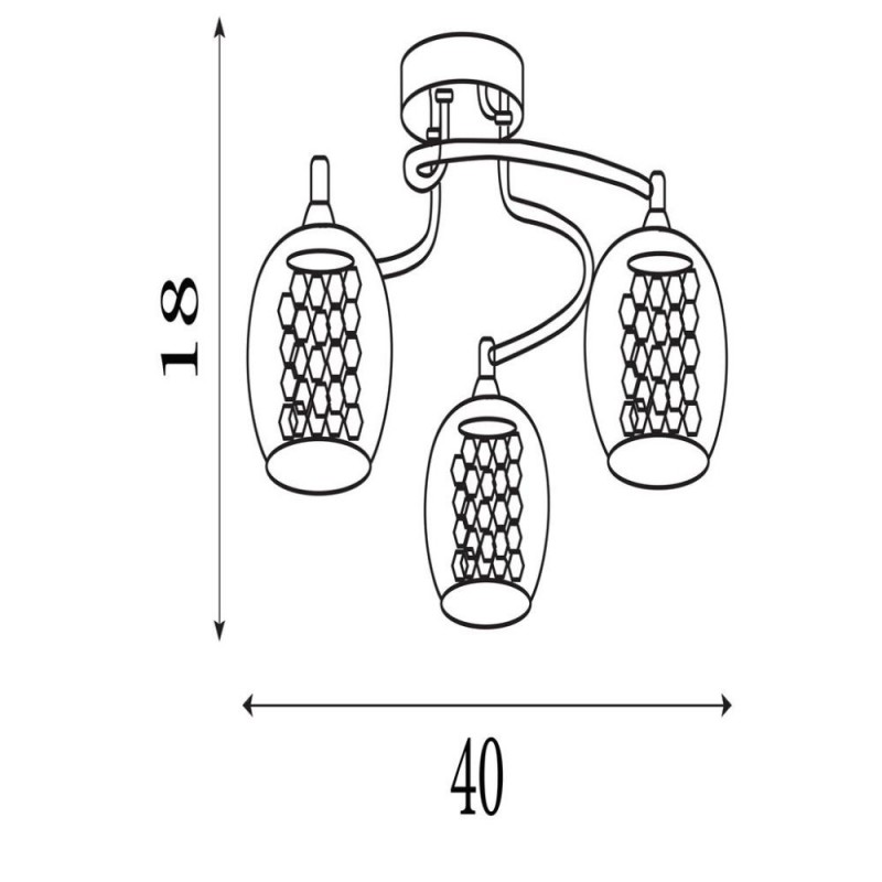 Searchlight-60445-3SM - Lovell - Chrome 3 Light Semi Flush with Smoked Glass with Crystal