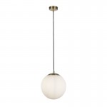 Atom II - Satin Brass Pendant with White Opal Glass 30 cm Atom II - Satin Brass Pendant with White Opal Glass 30 cm