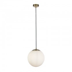 Atom II - Satin Brass Pendant with White Opal Glass 30 cm Atom II - Satin Brass Pendant with White Opal Glass 30 cm