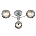 Churchill - Chrome 3 Light Semi Flush with White & Smoked Glass