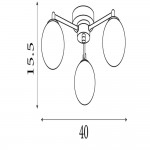 Tiberius - Chrome 3 Light Semi Flush with White Glass