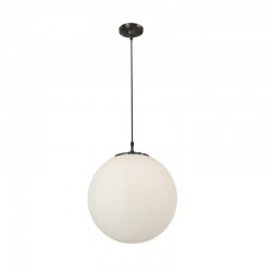 Atom - Opal Shiny Glass & Matt Black Globe Pendant