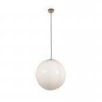 Atom II - Satin Brass Pendant with White Opal Glass 40 cm Atom II - Satin Brass Pendant with White Opal Glass 40 cm