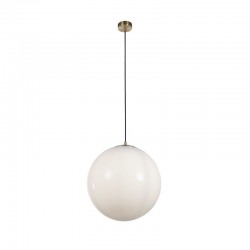 Atom II - Satin Brass Pendant with White Opal Glass 40 cm Atom II - Satin Brass Pendant with White Opal Glass 40 cm