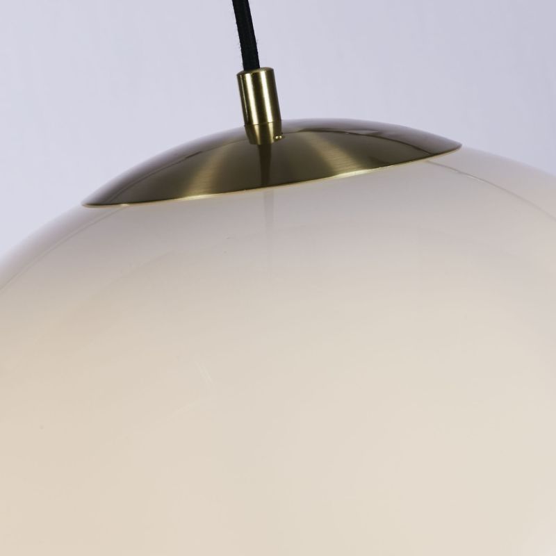 Searchlight-6099SB - Atom II - Satin Brass Pendant with White Opal Glass 40 cm