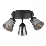 Mega - Black 3 Round Spotlights with Smoked Glasses Mega - Black 3 Round Spotlights with Smoked Glasses