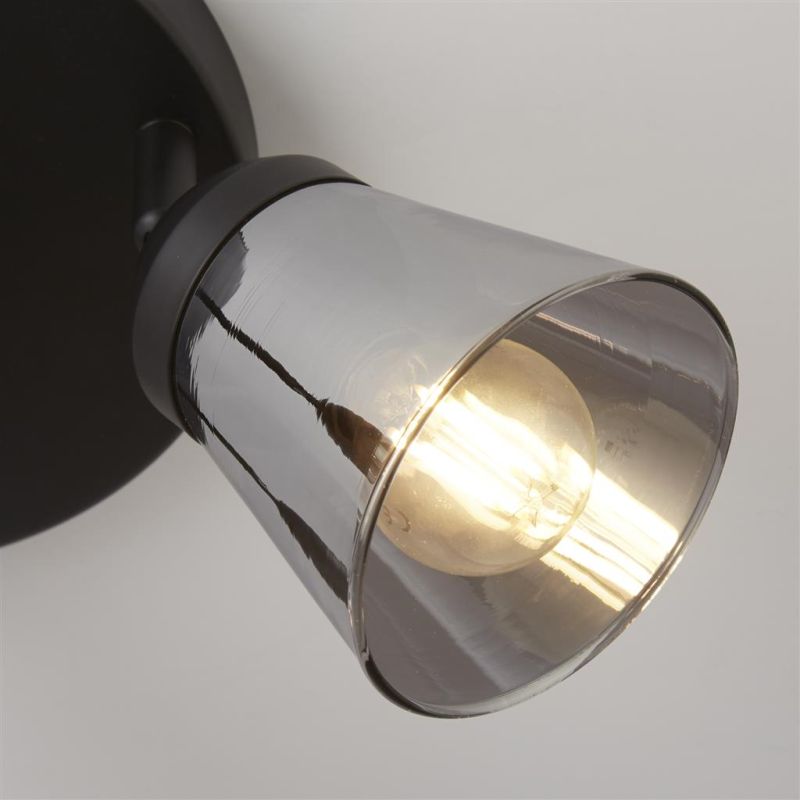 Searchlight-61170-3SM - Mega - Black 3 Round Spotlights with Smoked Glasses