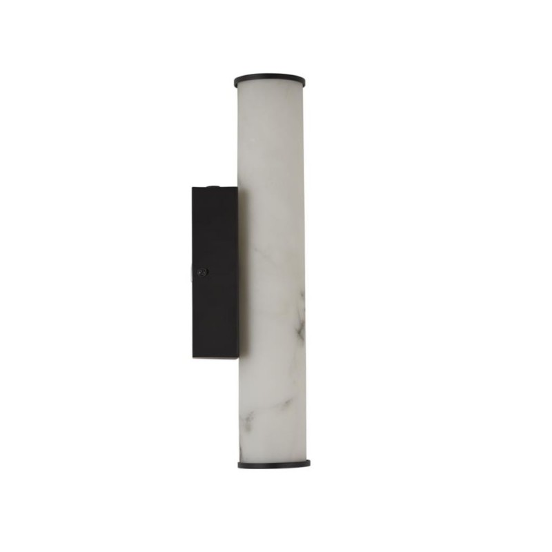 Searchlight-61185-1BK - Wales - Matt Black LED Wall Lamp with Marble Resin Diffuser