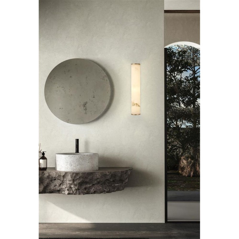 Searchlight-61185-1GO - Wales - Matt Gold LED Wall Lamp with Marble Resin Diffuser
