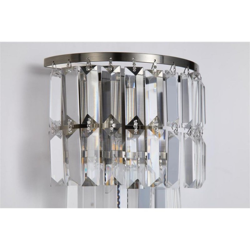 Searchlight-61321-2AB - Empire - Antique Brass 2 Light Wall Lamp with Clear Crystal