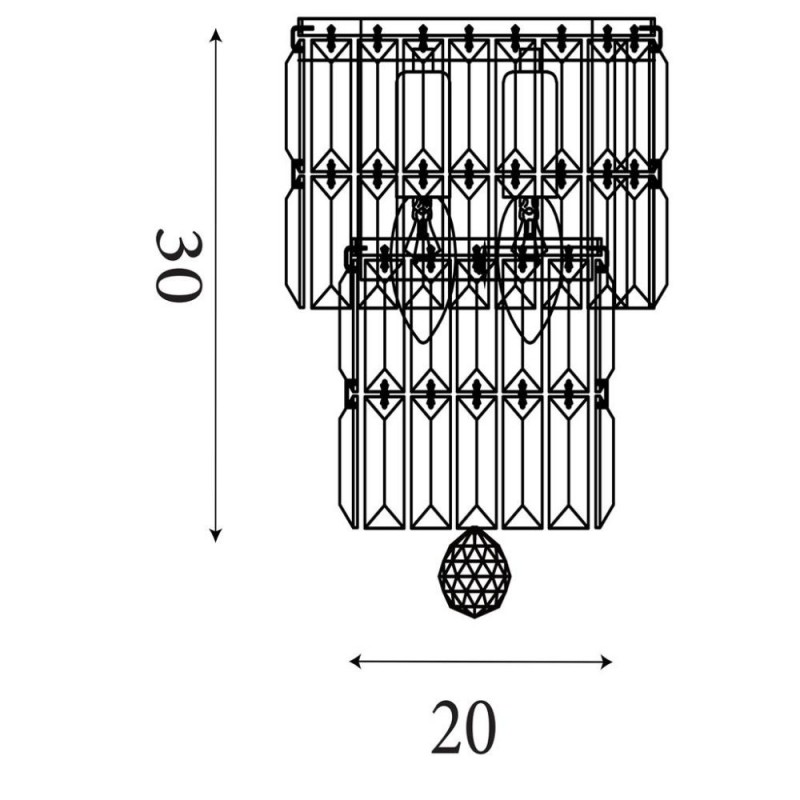 Searchlight-61321-2AB - Empire - Antique Brass 2 Light Wall Lamp with Clear Crystal