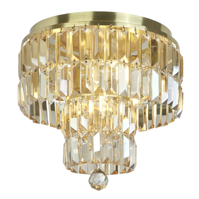Searchlight-61321-4SB - Empire - Satin Brass 4 Light Flush with Champagne Crystal