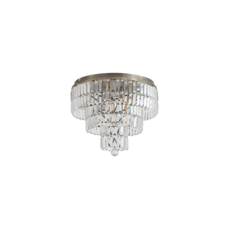 Searchlight-61321-6AB - Empire - Antique Brass 6 Light Flush with Clear Crystal