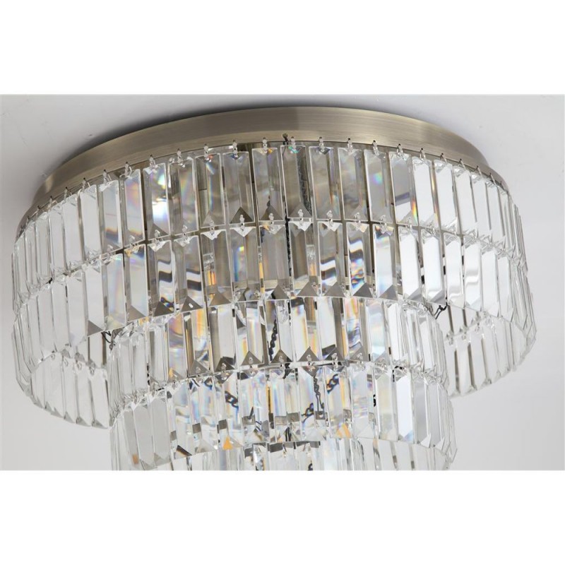 Searchlight-61321-6AB - Empire - Antique Brass 6 Light Flush with Clear Crystal