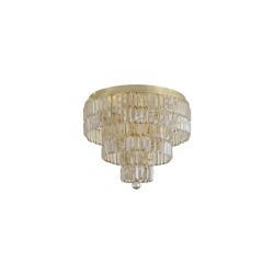 Empire - Satin Brass 6 Light Flush with Champagne Crystal
