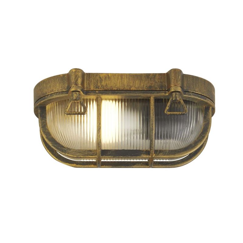 Searchlight-61402BG - Bulkhead - Black Gold Bulkhead with Ribbed Glass