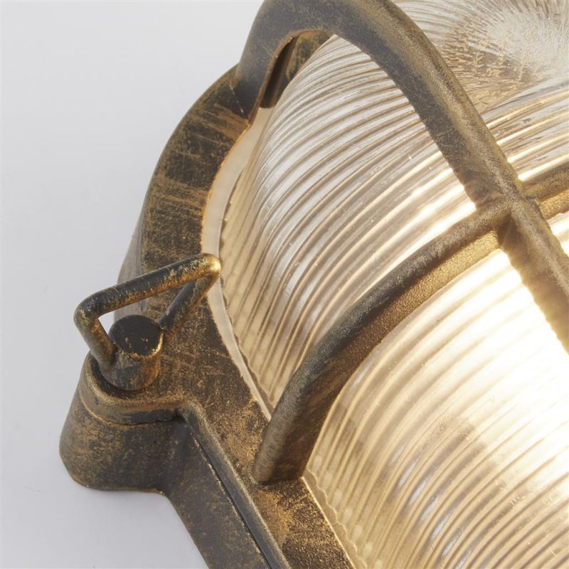 Searchlight-61402BG - Bulkhead - Black Gold Bulkhead with Ribbed Glass