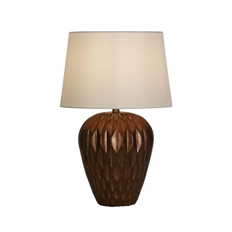 Searchlight-61420BZ - Rosetta - Bronze Table Lamp with White Linen Shade