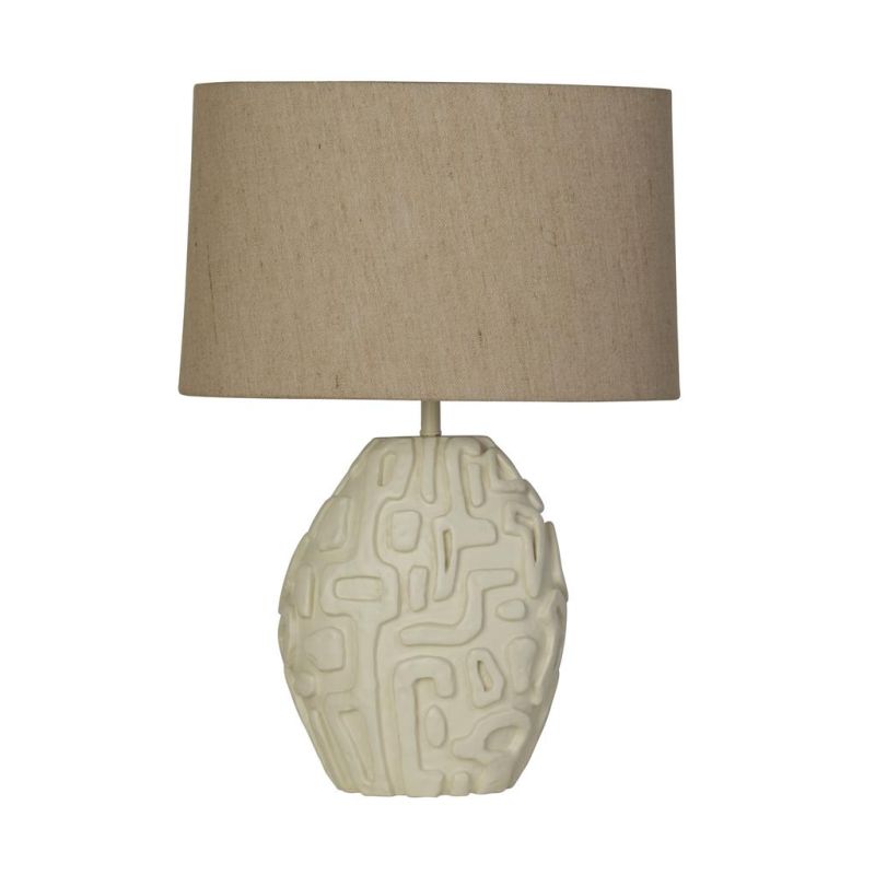 Searchlight-61520CR - Adelaide - Cream Resin Table Lamp With Oatmeal Linen Shade