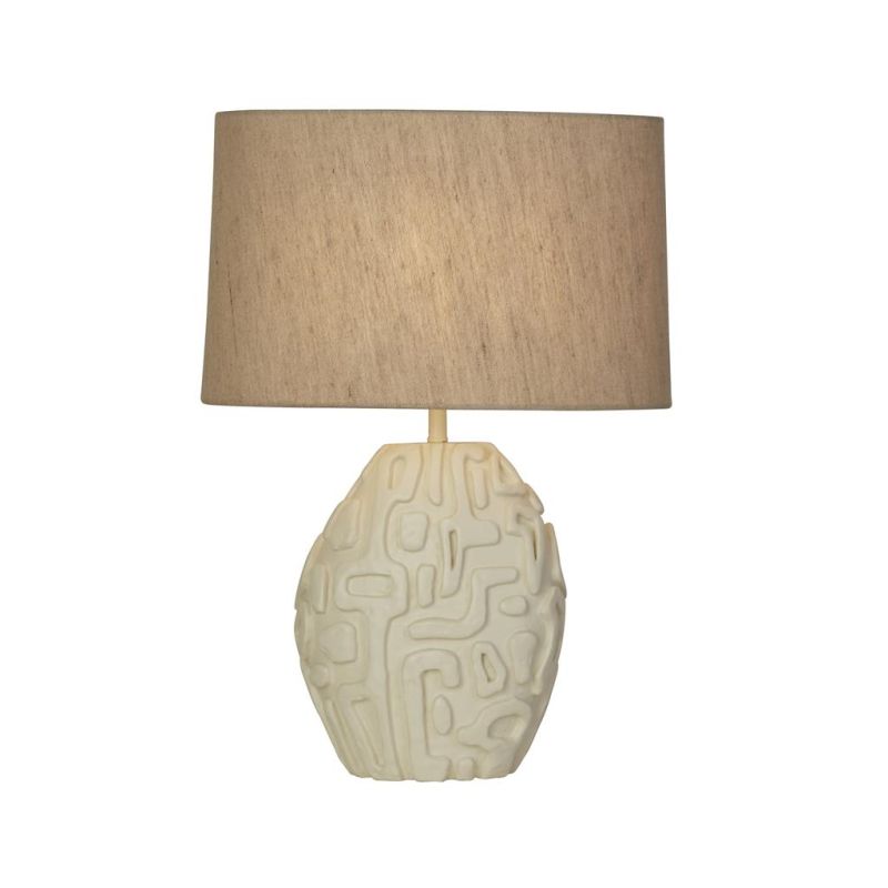 Searchlight-61520CR - Adelaide - Cream Resin Table Lamp With Oatmeal Linen Shade