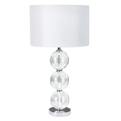 Bliss - Chrome & Clear Glass Table Lamp with White Linen Shade