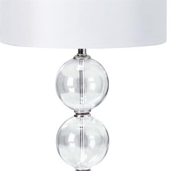 Bliss - Chrome & Clear Glass Table Lamp with White Linen Shade