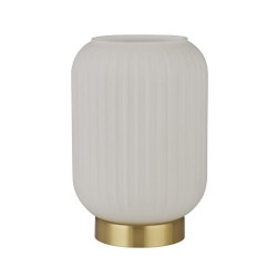 Pearl - Satin Brass Table Lamp with White Ribbed Glass